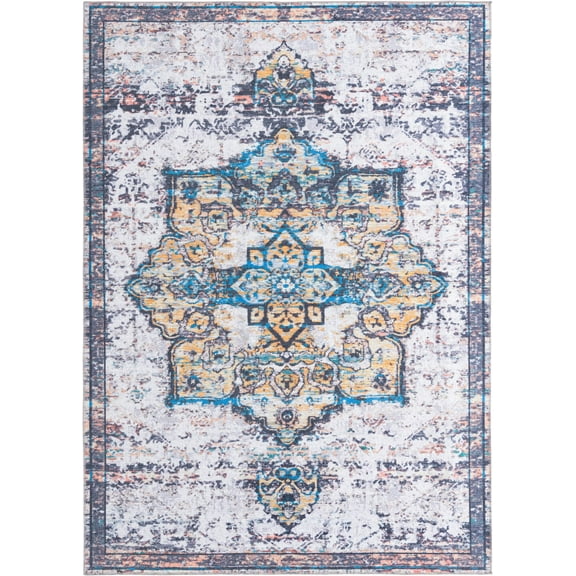 Rugs.com Francesca Collection Washable Rug – 8' x 11' Sea Salt White Flatweave Rug Perfect For Living Rooms, Large Dining Rooms, Open Floorplans