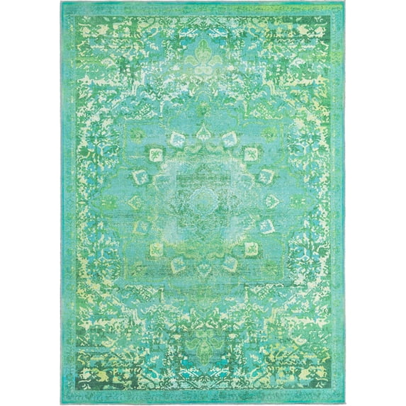 Rugs.com Francesca Collection Washable Rug – 8' x 11' Spring Green Flatweave Rug Perfect For Living Rooms, Large Dining Rooms, Open Floorplans