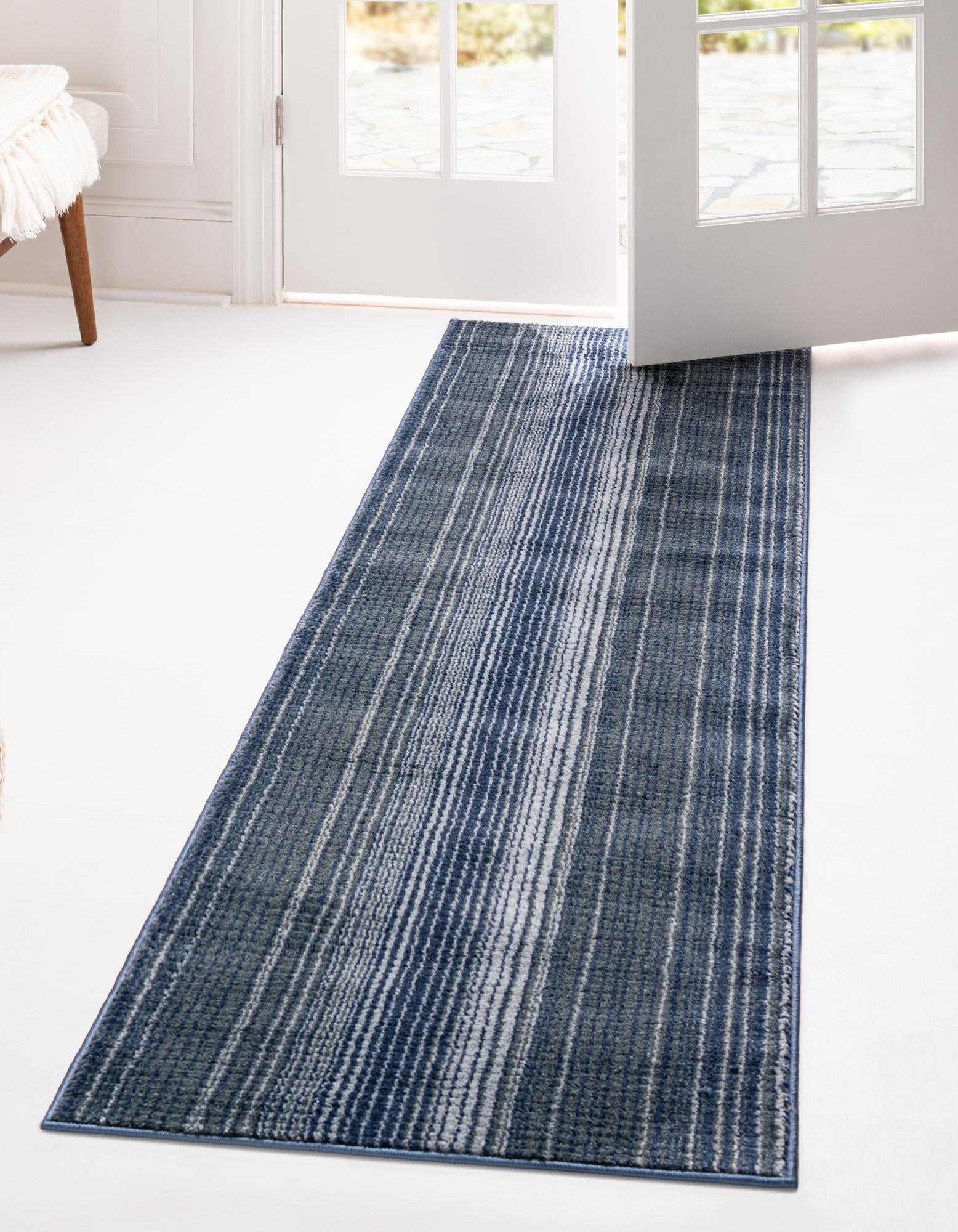 Rugs.com Gemstone Collection Rug – 2' 6 x 12' Runner Blue Medium Rug Perfect For Living Rooms, Large Dining Rooms, Open Floorplans