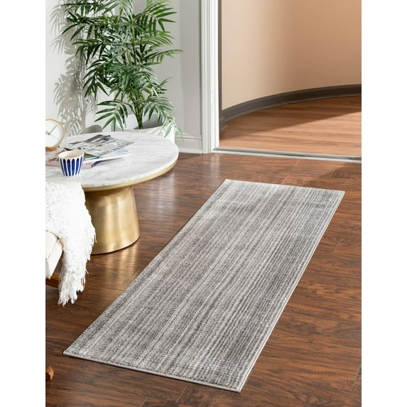 Rugs.com Gemstone Collection Rug – 2' 6 x 12' Runner Gray Medium Rug Perfect For Living Rooms, Large Dining Rooms, Open Floorplans