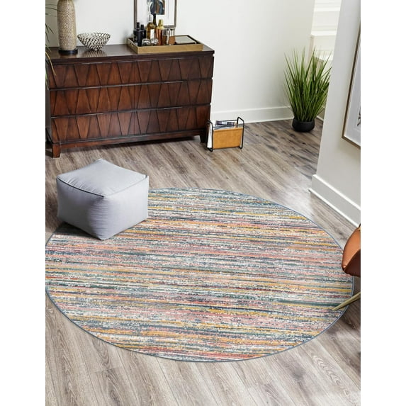 Rugs.com Gemstone Collection Rug – 3' 2 Round Multi Medium Rug Perfect For Kitchens, Dining Rooms