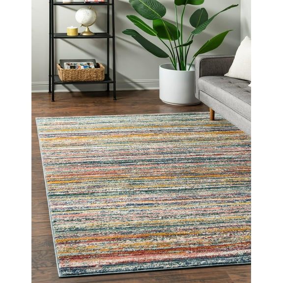 Rugs.com Gemstone Collection Rug – 6' x 8' 9 Multi Medium Rug Perfect For Living Rooms, Large Dining Rooms, Open Floorplans
