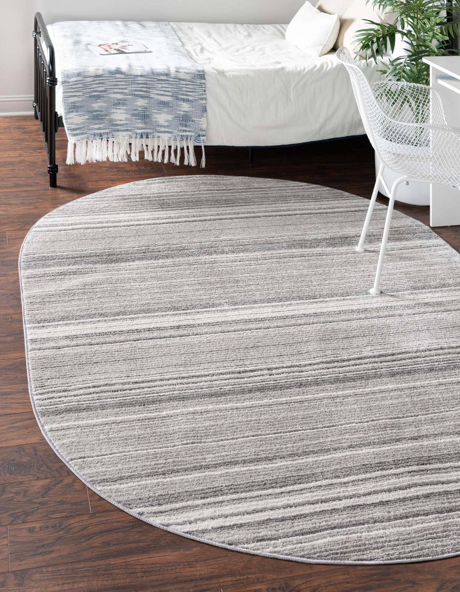 Rugs.com Gemstone Collection Rug – 7' 10 x 9' 8 Oval Gray Medium Rug Perfect For Living Rooms, Large Dining Rooms, Open Floorplans