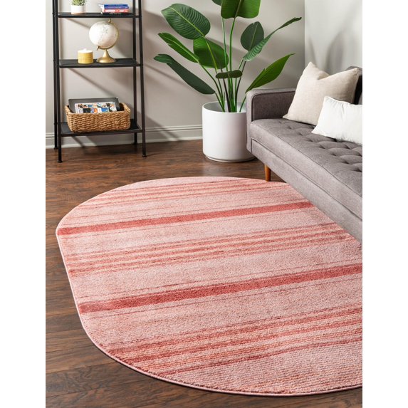 Rugs.com Gemstone Collection Rug – 7' 10 x 9' 8 Oval Rusty Pink Rose Medium Rug Perfect For Living Rooms, Large Dining Rooms, Open Floorplans