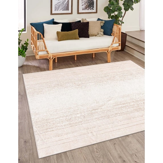 Rugs.com Gemstone Collection Rug – 7' Square Ivory Medium Rug Perfect For Living Rooms, Kitchens, Entryways