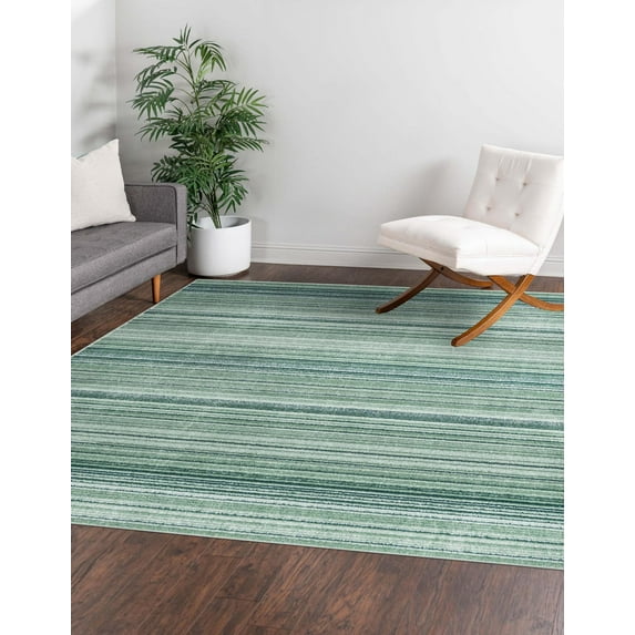 Rugs.com Gemstone Collection Rug – 9' 8 Square Green Medium Rug Perfect For Living Rooms, Kitchens, Entryways
