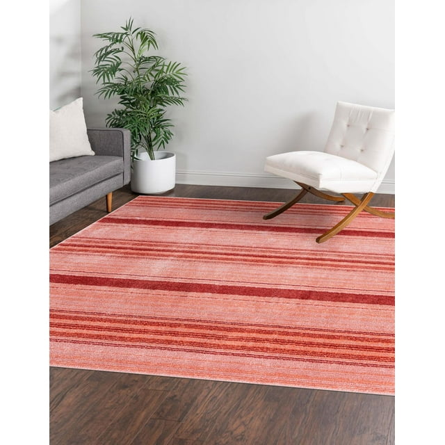 Rugs.com Gemstone Collection Rug – 9' 8 Square Rusty Pink Rose Medium Rug Perfect For Living Rooms, Kitchens, Entryways