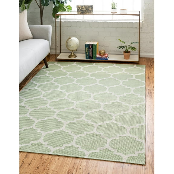 Rugs.com Georgia Collection Rug – 2' x 3' Green Flatweave Rug Perfect For Living Rooms, Large Dining Rooms, Open Floorplans