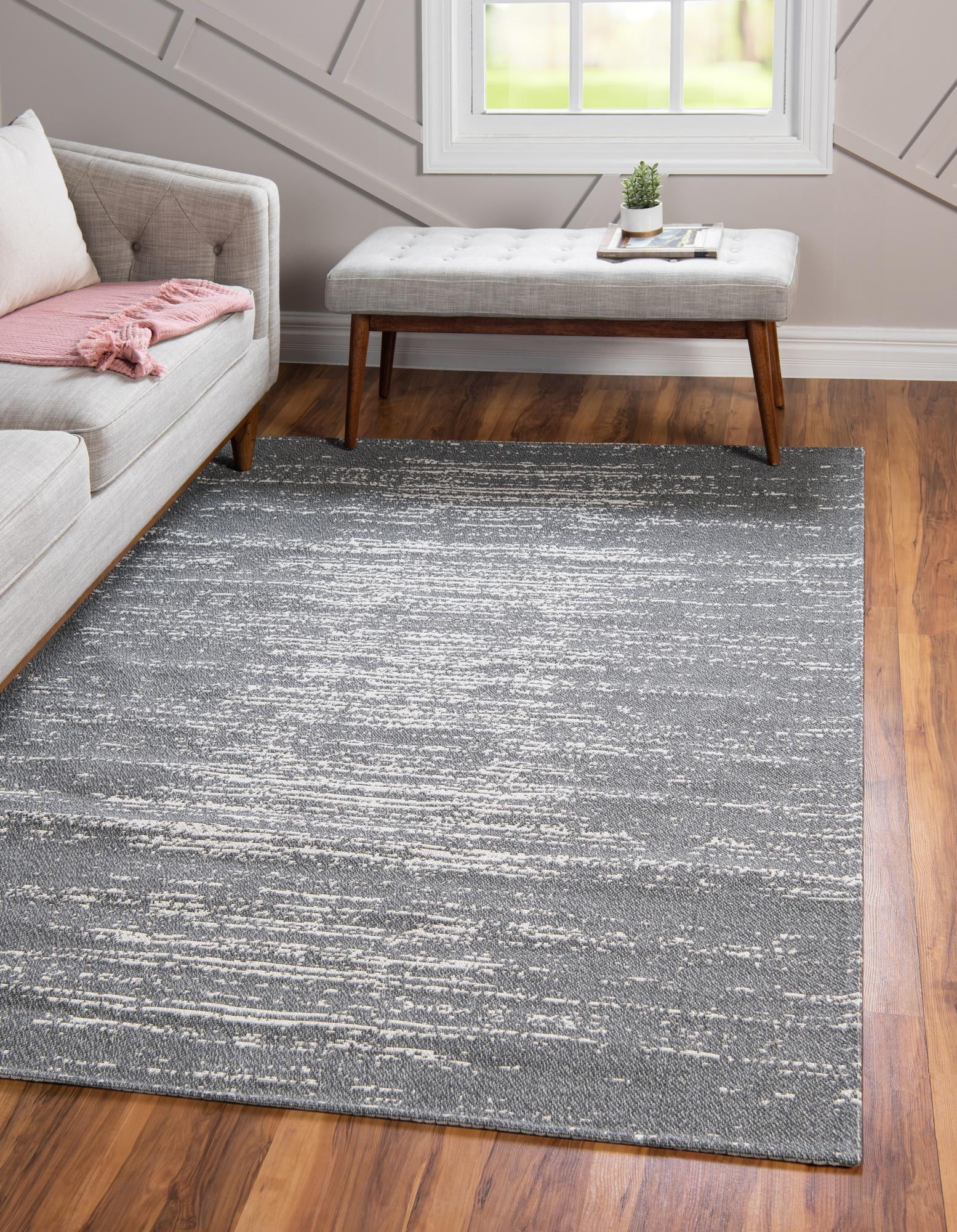 Rugs.com Georgia Collection Rug – 5' x 8' Dark Gray Flatweave Rug Perfect For Living Rooms, Large Dining Rooms, Open Floorplans