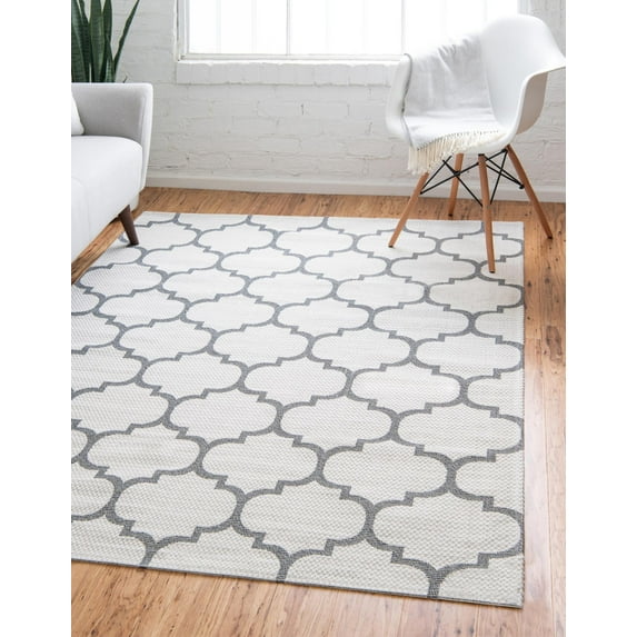 Rugs.com Georgia Collection Rug – 5' x 8' Ivory Flatweave Rug Perfect For Living Rooms, Large Dining Rooms, Open Floorplans