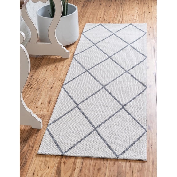 Rugs.com Georgia Collection Rug – 6 Ft Runner Ivory Flatweave Rug Perfect For Hallways, Entryways