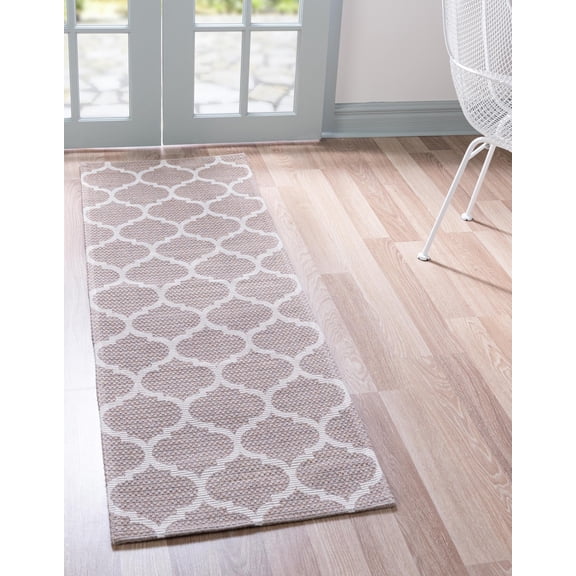 Rugs.com Georgia Collection Rug – 6 Ft Runner Taupe Flatweave Rug Perfect For Hallways, Entryways