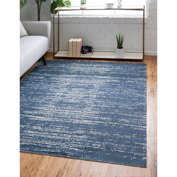 Rugs.com Georgia Collection Rug – 6' x 9' Navy Blue Flatweave Rug Perfect For Living Rooms, Large Dining Rooms, Open Floorplans