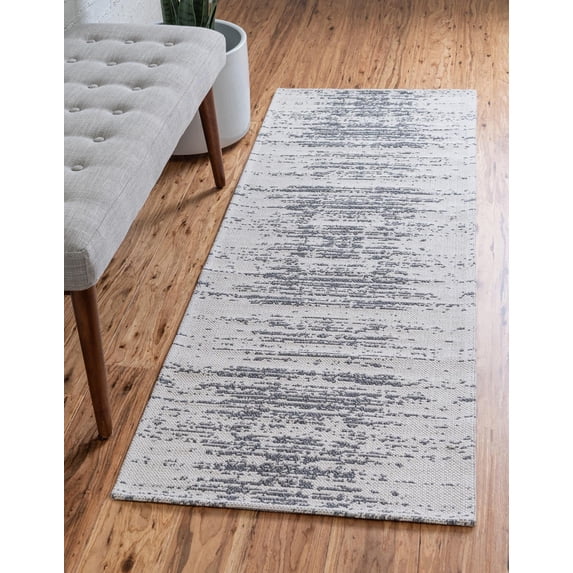 Rugs.com Georgia Collection Rug – 8 Ft Runner Ivory Flatweave Rug Perfect For Hallways, Entryways