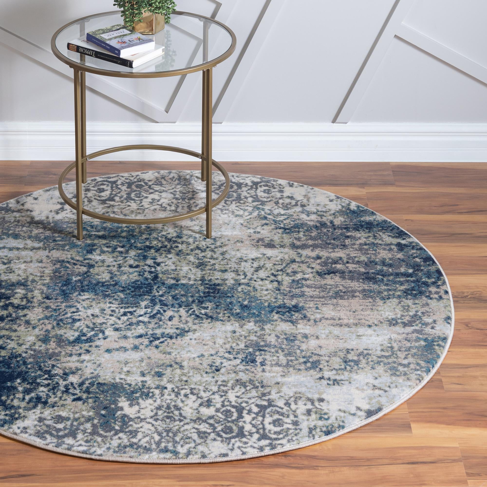 Rugs.com Gossamer Collection Rug – 5 Ft Round Navy Blue Medium Rug ...