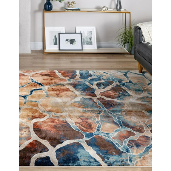 Rugs.com Gossamer Collection Rug – 5 Ft Square Brick Red Medium Rug Perfect For Living Rooms, Kitchens, Entryways