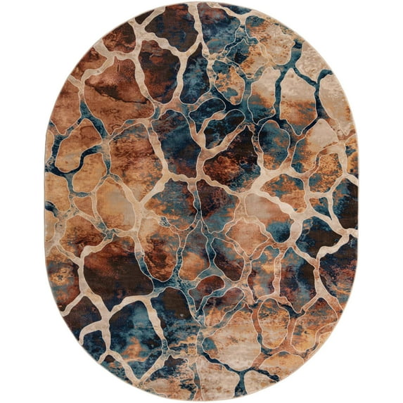 Rugs.com Gossamer Collection Rug – 8' x 10' Oval Brick Red Medium Rug Perfect For Living Rooms, Large Dining Rooms, Open Floorplans