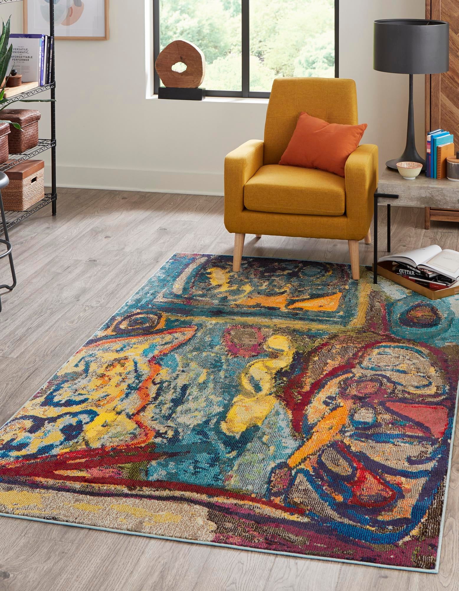 Haerfest 4' x 6' Multicolor Abstract Synthetic Area Rug