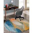 thumbnail image 1 of Rugs.com Haerfest Collection Rug – 5 Ft Round Blue Low Rug Perfect For Kitchens, Dining Rooms, 1 of 9