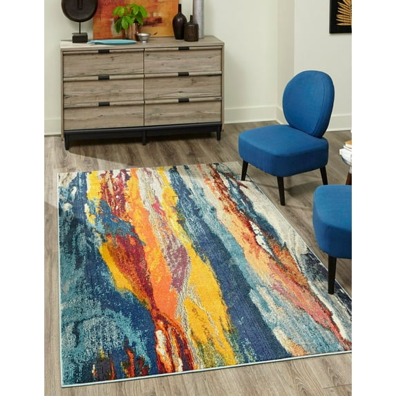 Rugs.com Haerfest Collection Rug – 9' x 12' Multi Low Rug Perfect For Living Rooms, Large Dining Rooms, Open Floorplans