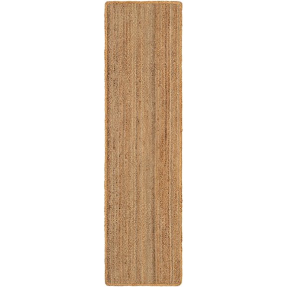 Rugs.com Hand Braided Jute Rug – 10 Ft Runner Natural Flatweave Rug Perfect For Hallways, Entryways