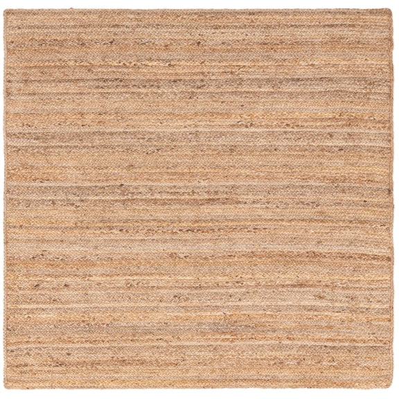 Rugs.com Hand Braided Jute Rug – 6 Ft Square Natural Flatweave Rug Perfect For Living Rooms, Kitchens, Entryways
