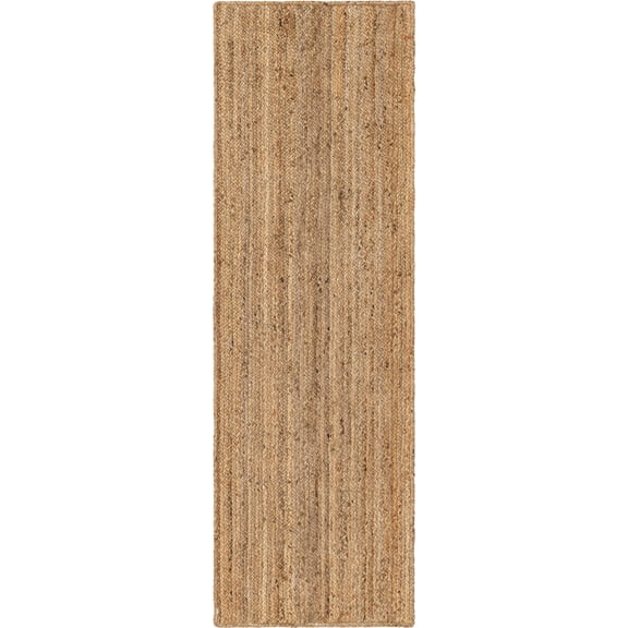 Rugs.com Hand Braided Jute Rug – 8 Ft Runner Natural Flatweave Rug Perfect For Hallways, Entryways