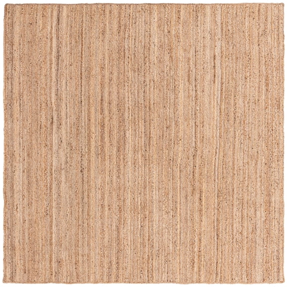 Rugs.com Hand Braided Jute Rug – 8 Ft Square Natural Flatweave Rug Perfect For Living Rooms, Kitchens, Entryways