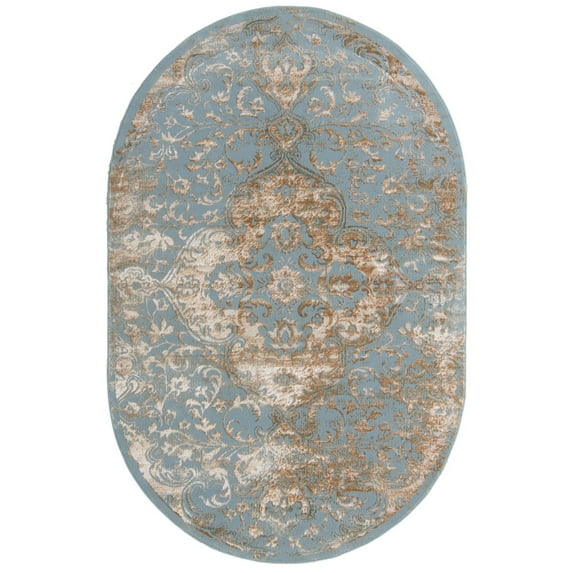 Rugs.com Highbury Collection Rug – 5' x 8' Oval Teal Medium-Pile Rug Perfect For Living Rooms, Large Dining Rooms, Open Floorplans
