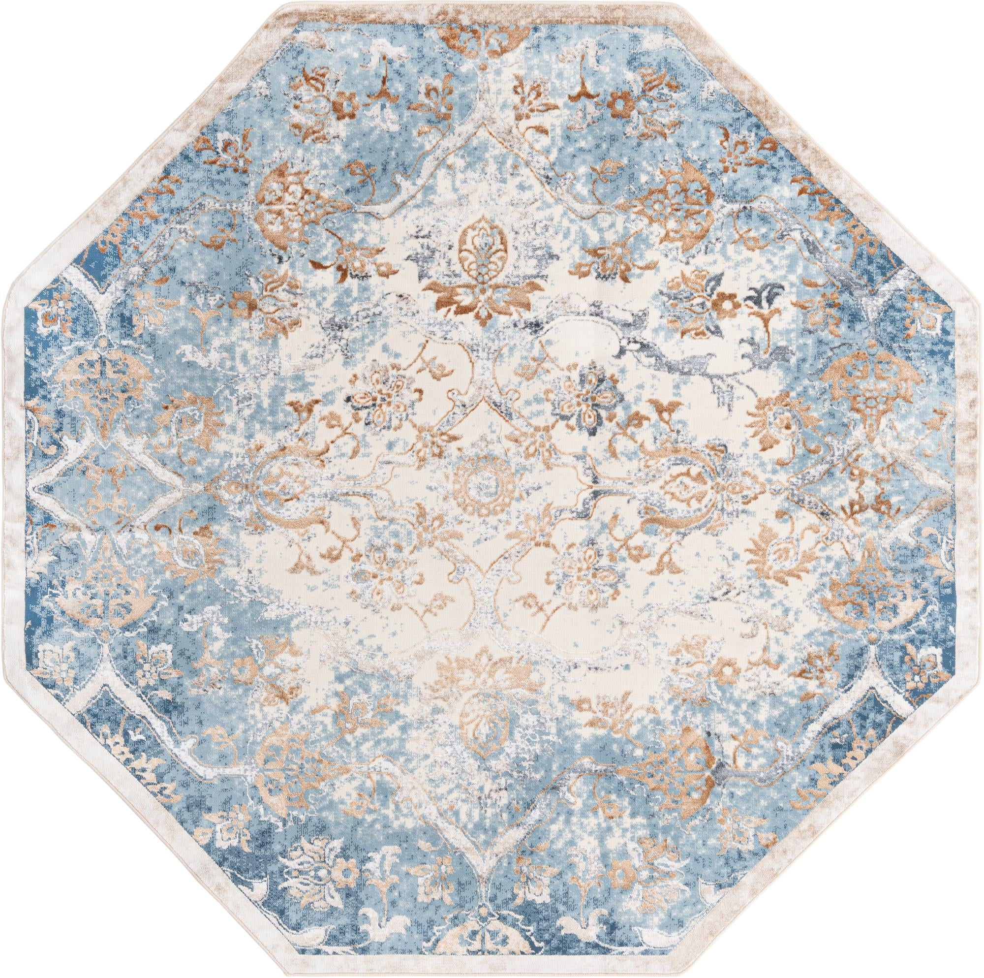 Rugs.com Highbury Collection Rug – 8 Ft Octagon Teal Medium-Pile Rug ...