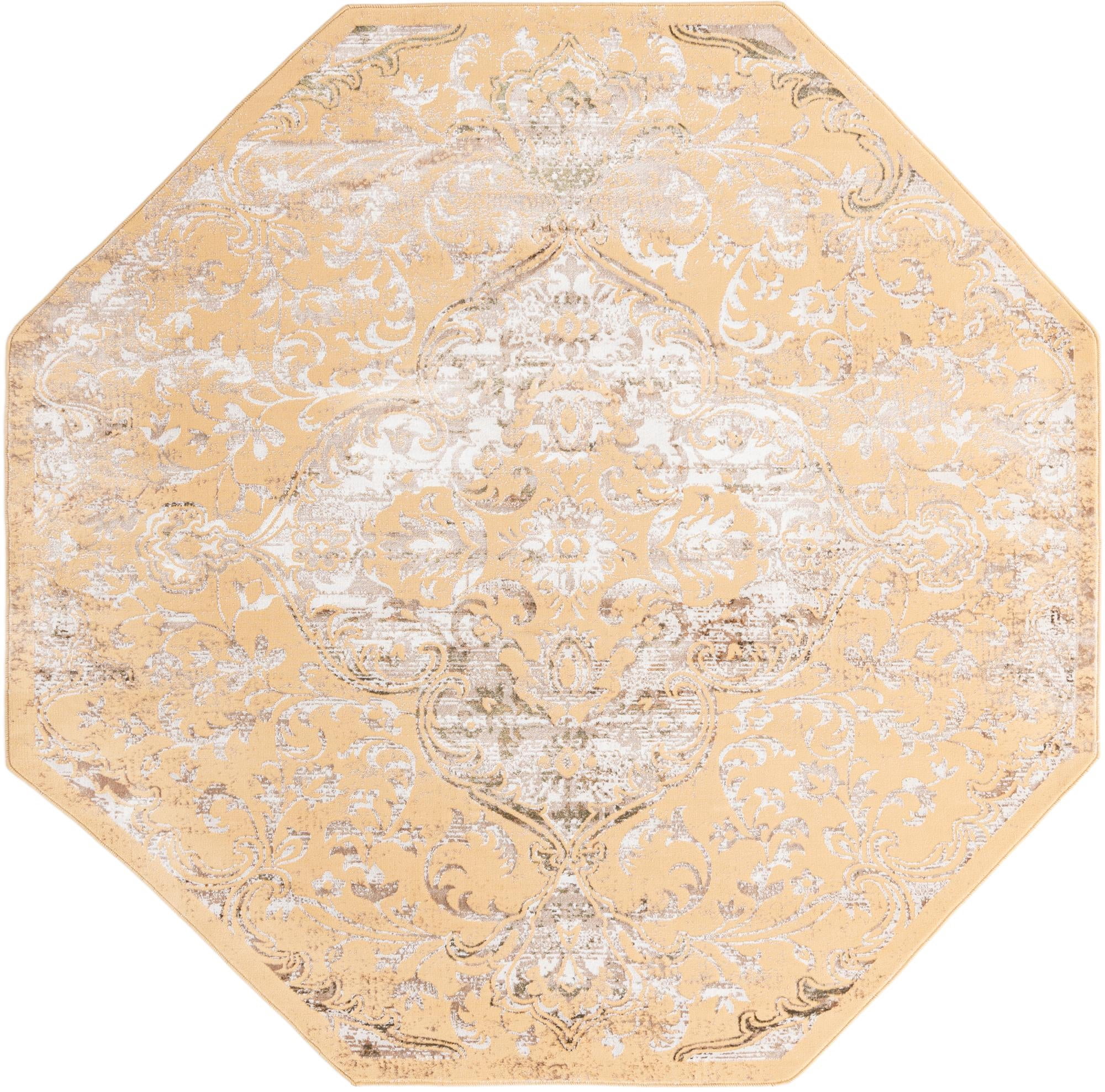 Rugs.com Highbury Collection Rug – 8 Ft Octagon Yellow Medium-Pile Rug ...