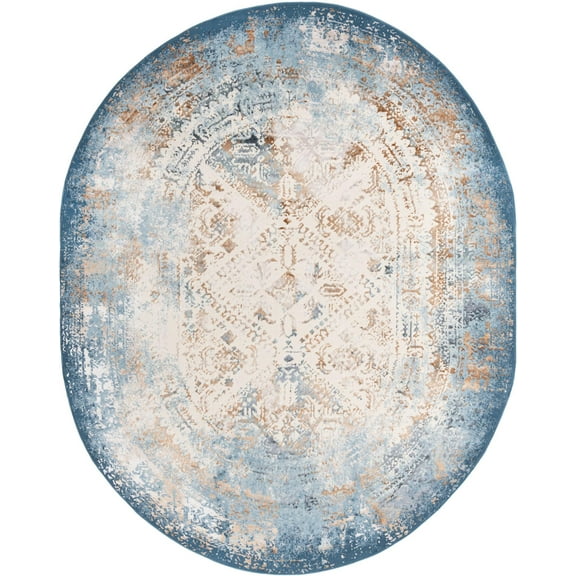 Rugs.com Highbury Collection Rug – 8' x 10' Oval Teal Medium-Pile Rug Perfect For Living Rooms, Large Dining Rooms, Open Floorplans