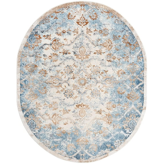 Rugs.com Highbury Collection Rug – 8' x 10' Oval Teal Medium-Pile Rug Perfect For Living Rooms, Large Dining Rooms, Open Floorplans