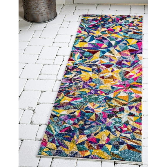 Rugs.com Hyacinth Collection Rug – 10 Ft Runner Multi Medium Rug Perfect For Hallways, Entryways