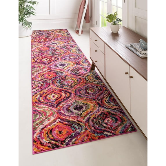 Rugs.com Hyacinth Collection Rug – 10 Ft Runner Multi Medium Rug Perfect For Hallways, Entryways