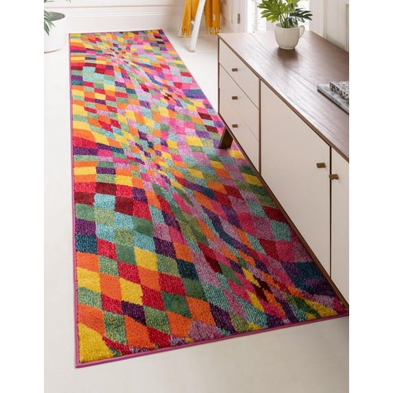 Rugs.com Hyacinth Collection Rug – 10 Ft Runner Multi Medium Rug Perfect For Hallways, Entryways