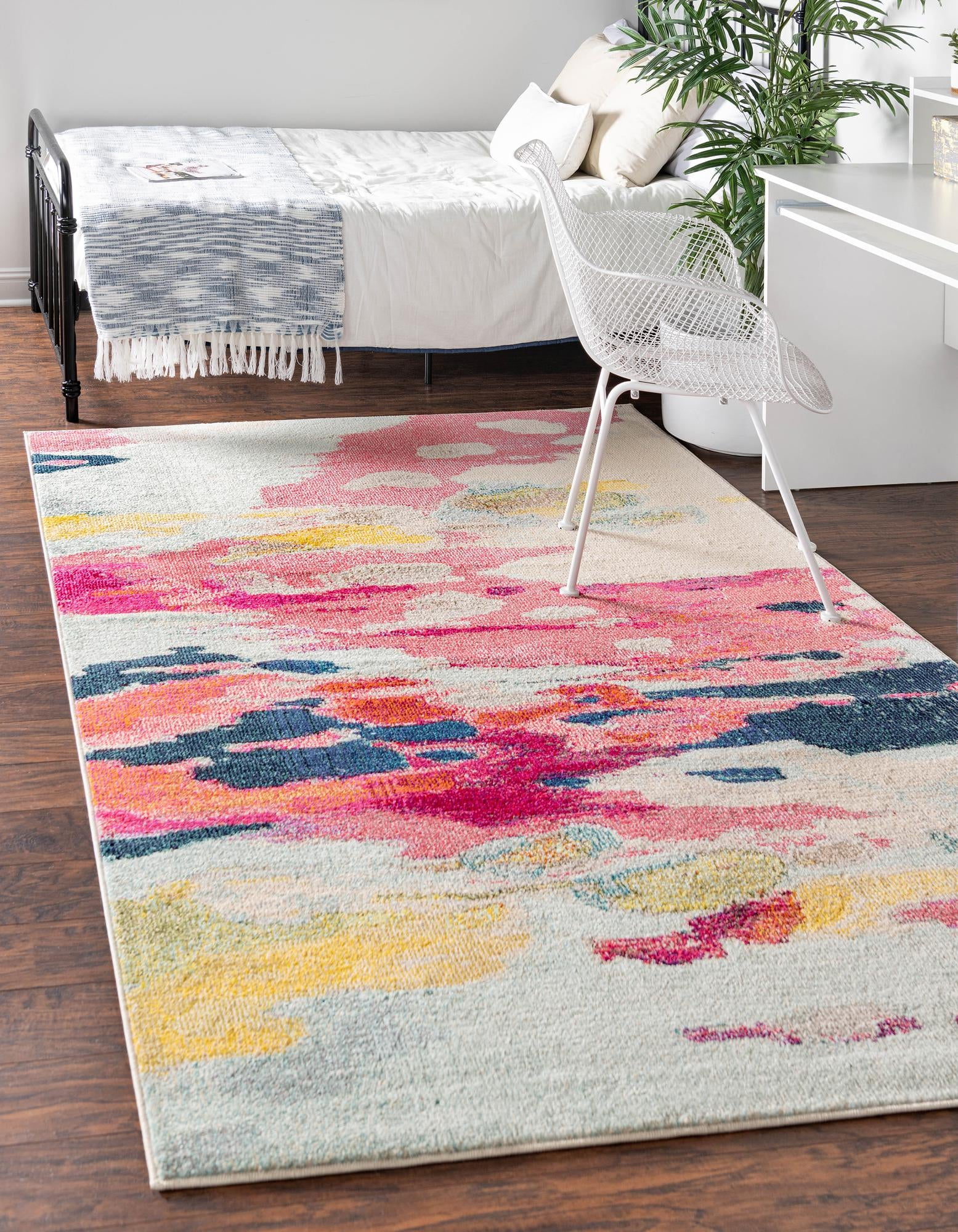 Hyacinth Collection 5' x 8' Pink Abstract Area Rug
