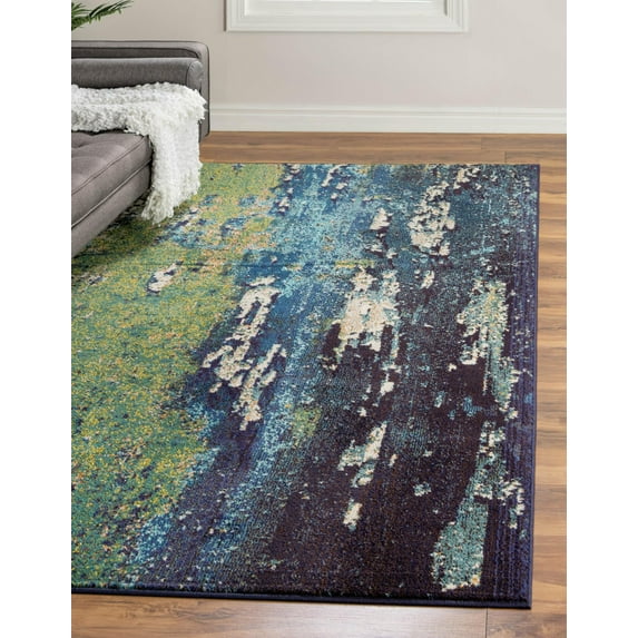 Rugs.com Hyacinth Collection Rug – 8' x 11' Navy Blue Medium Rug Perfect For Living Rooms, Large Dining Rooms, Open Floorplans