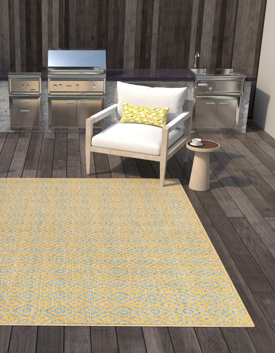 Rugs.com Jill Zarin Outdoor Collection Rug – 10' 8 Square Yellow And ...