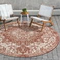 thumbnail image 1 of Rugs.com Jill Zarin Outdoor Collection Rug – 4' Round Rust Red Flatweave Rug Perfect For Kitchens, Dining Rooms, 1 of 8