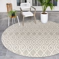 thumbnail image 1 of Rugs.com Jill Zarin Outdoor Collection Rug – 6' 7 Round Gray Cream Flatweave Rug Perfect For Kitchens, Dining Rooms, 1 of 7