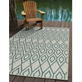 thumbnail image 1 of Rugs.com Jill Zarin Outdoor Collection Rug – 6' x 9' Gray Teal Flatweave Rug Perfect For Bedrooms, Dining Rooms, Living Rooms, 1 of 9