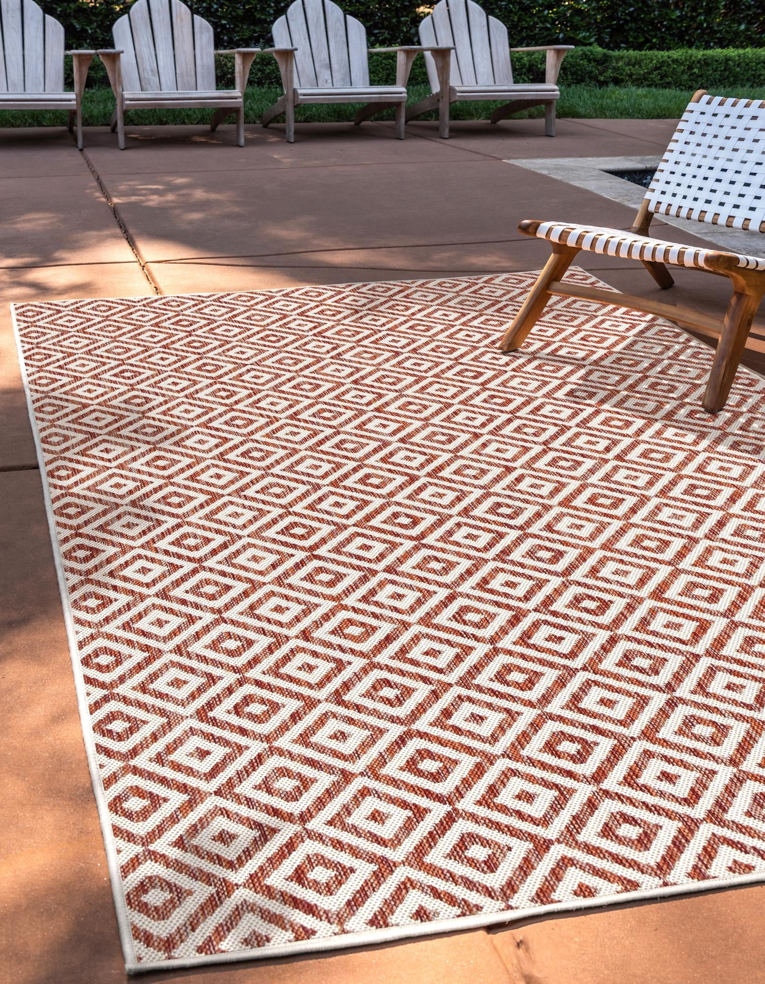 Rugs.com Jill Zarin Outdoor Collection Rug – 6' x 9' Rust Red Flatweave ...