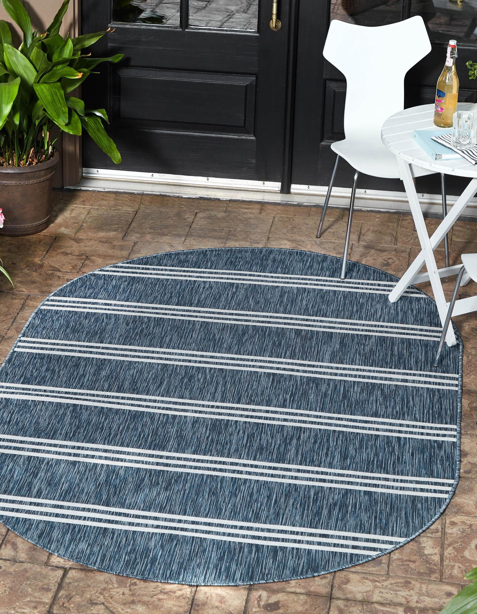 Blue Rug Plan Rugs.com Jill Zarin Outdoor Collection Rug – 7' 10 x 10' Oval Blue ...