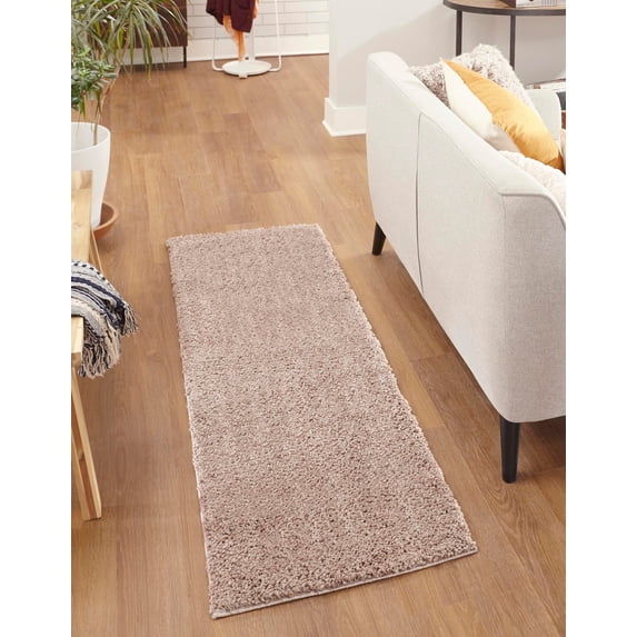 Rugs.com Jill Zarin Shaggy Chic Collection Rug – 2' x 8' Runner Mushroom Shag Rug Perfect For Hallways, Entryways