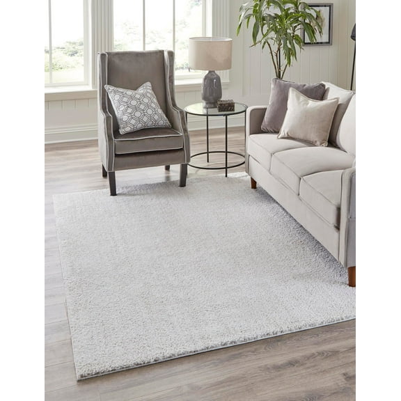 Rugs.com Jill Zarin Shaggy Chic Collection Rug – 3' 3 x 5' 3 Sea Salt White Shag Rug Perfect For Entryways, Kitchens, Breakfast Nooks, Accent Pieces