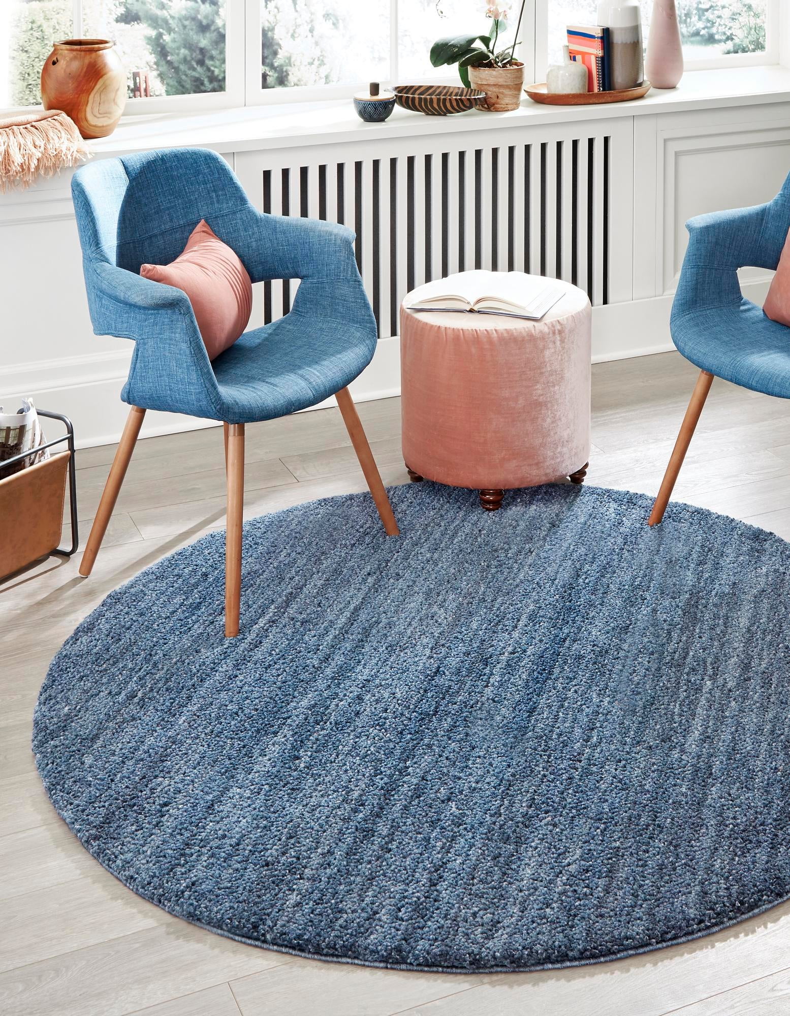 Rugs.com Jill Zarin Shaggy Chic Collection Rug – 5' 3 Round Blueberry ...