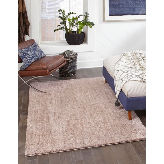 Rugs.com Jill Zarin Shaggy Chic Collection Rug – 7' 10 x 10' Mushroom Shag Rug Perfect For Living Rooms, Large Dining Rooms, Open Floorplans