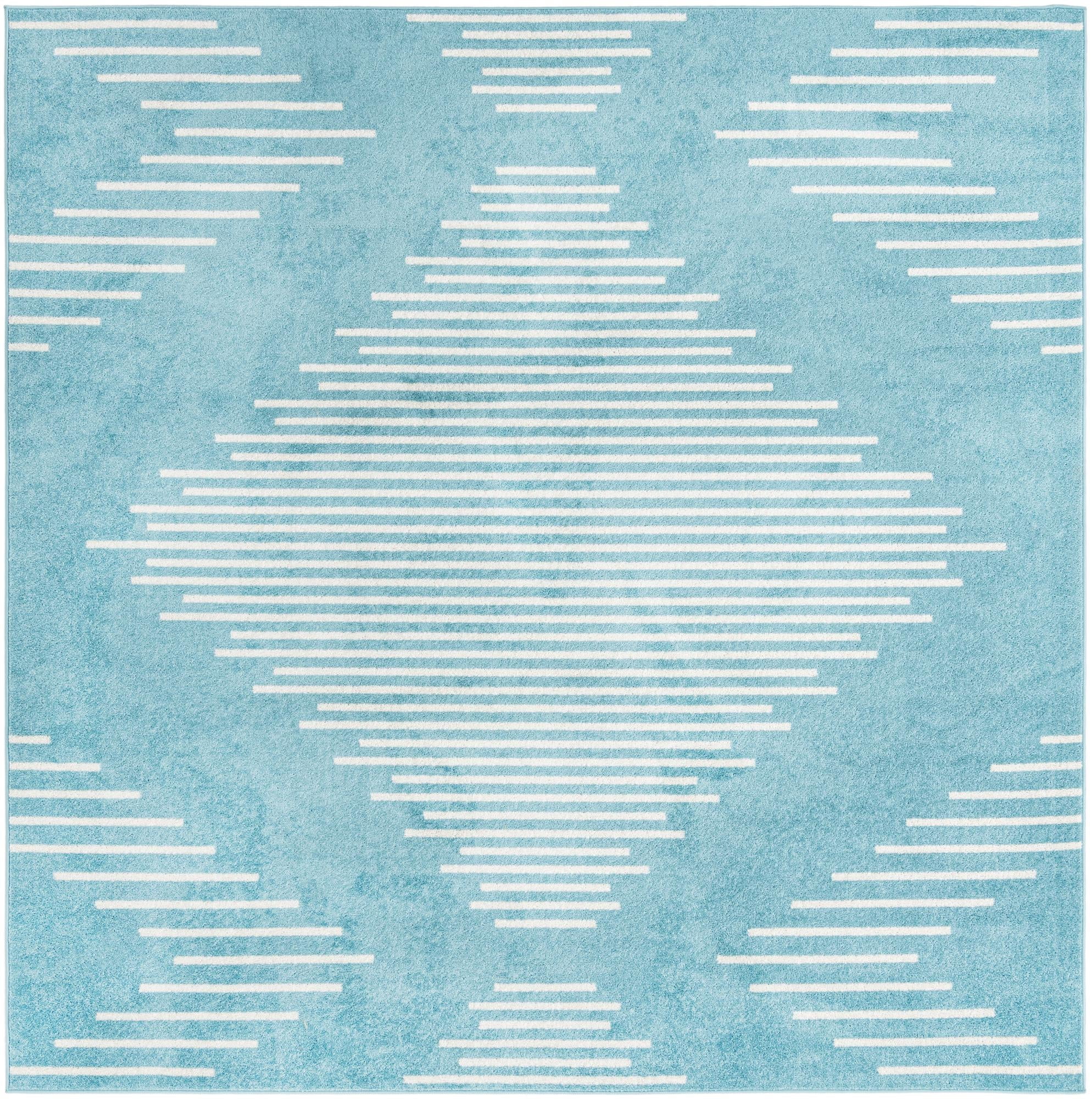 Rugs.com Kai Collection Rug – 10 Ft Square Light Blue Medium-Pile Rug ...