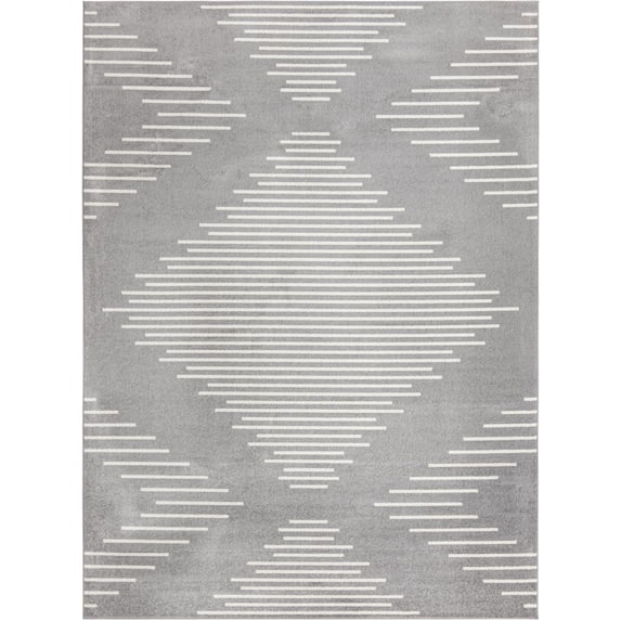 Rugs.com Kai Collection Rug – 10' x 13' Gray And Ivory Medium-Pile Rug Perfect For Living Rooms, Kitchens, Entryways